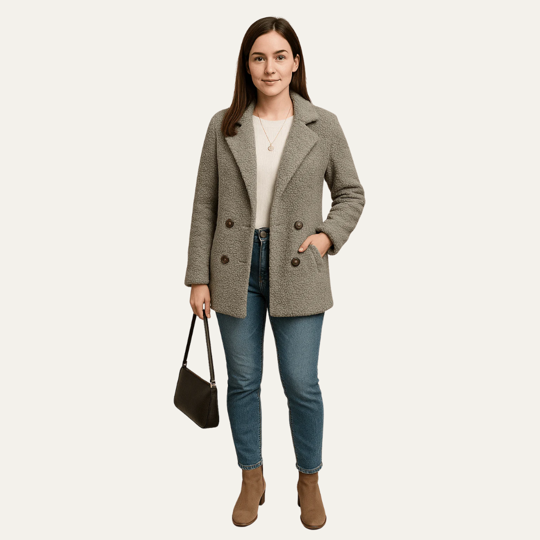 VogeLuxe | Women’s Textured Double-Breasted Peacoat 1