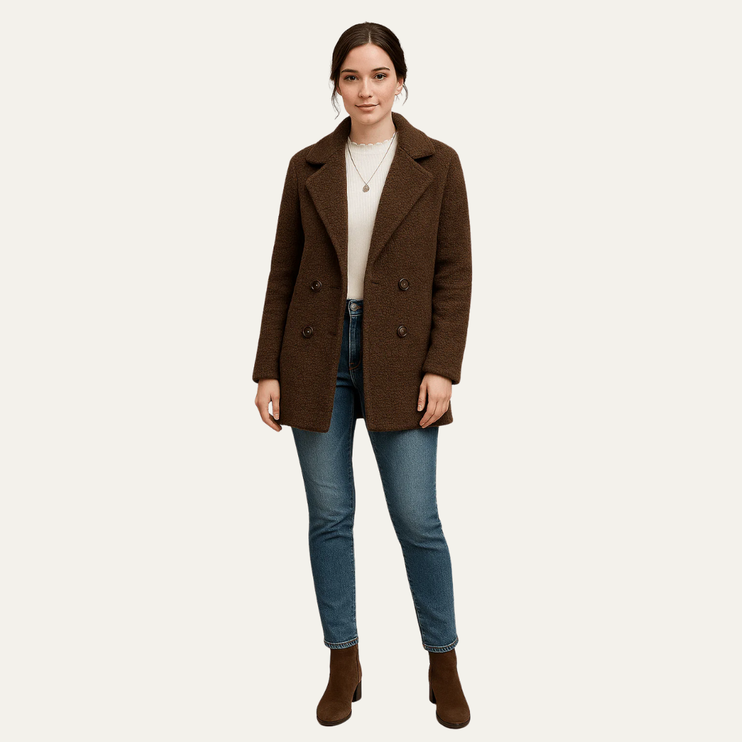 VogeLuxe | Women’s Textured Double-Breasted Peacoat 3