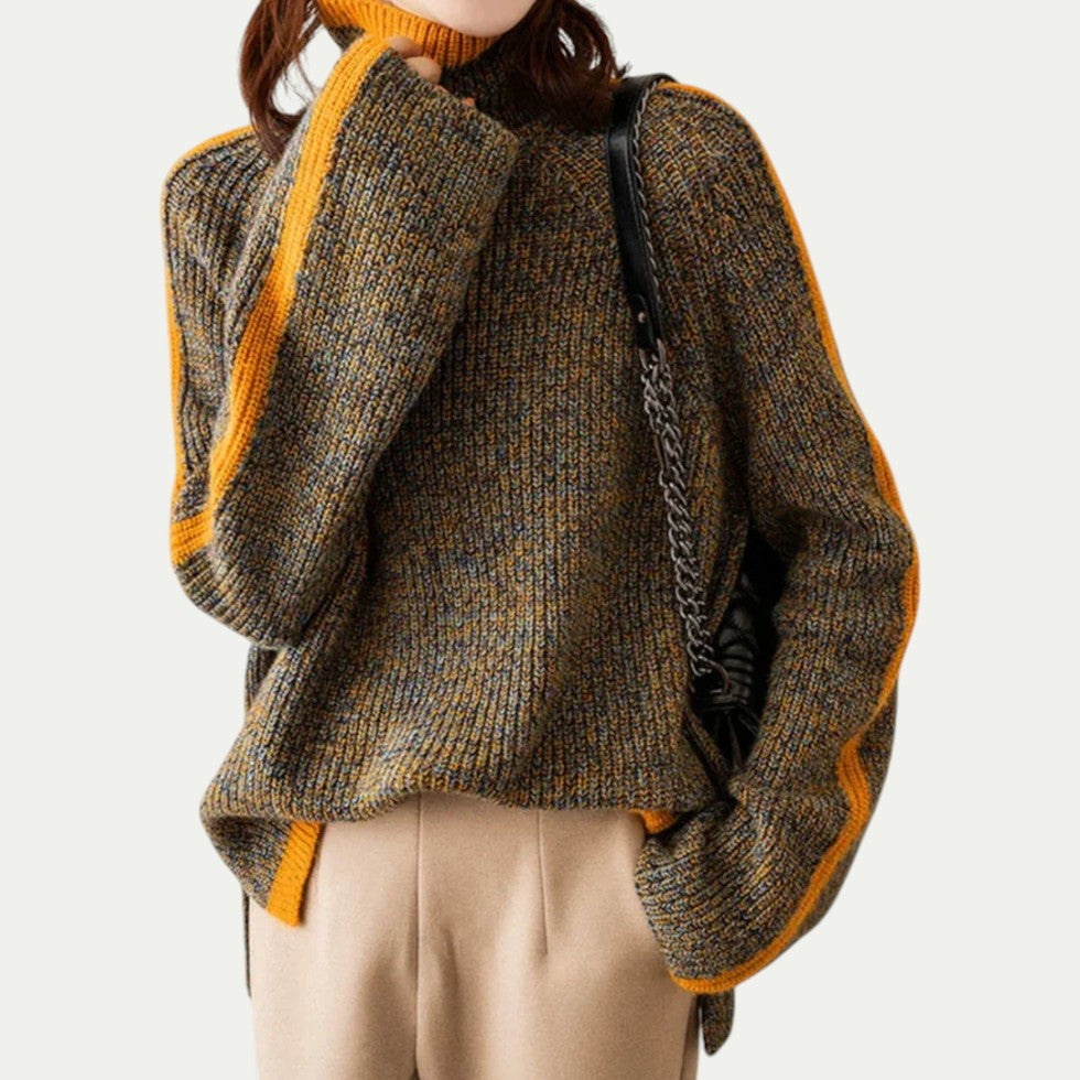 VogeLuxe | Women’s Textured Knit Turtleneck Sweater 1