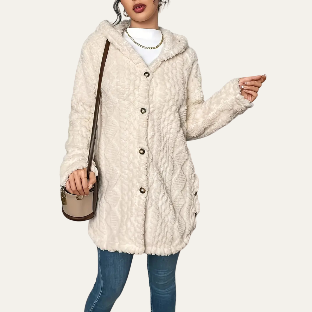 VogeLuxe | Women’s Textured Long-Line Hooded Cardigan 0