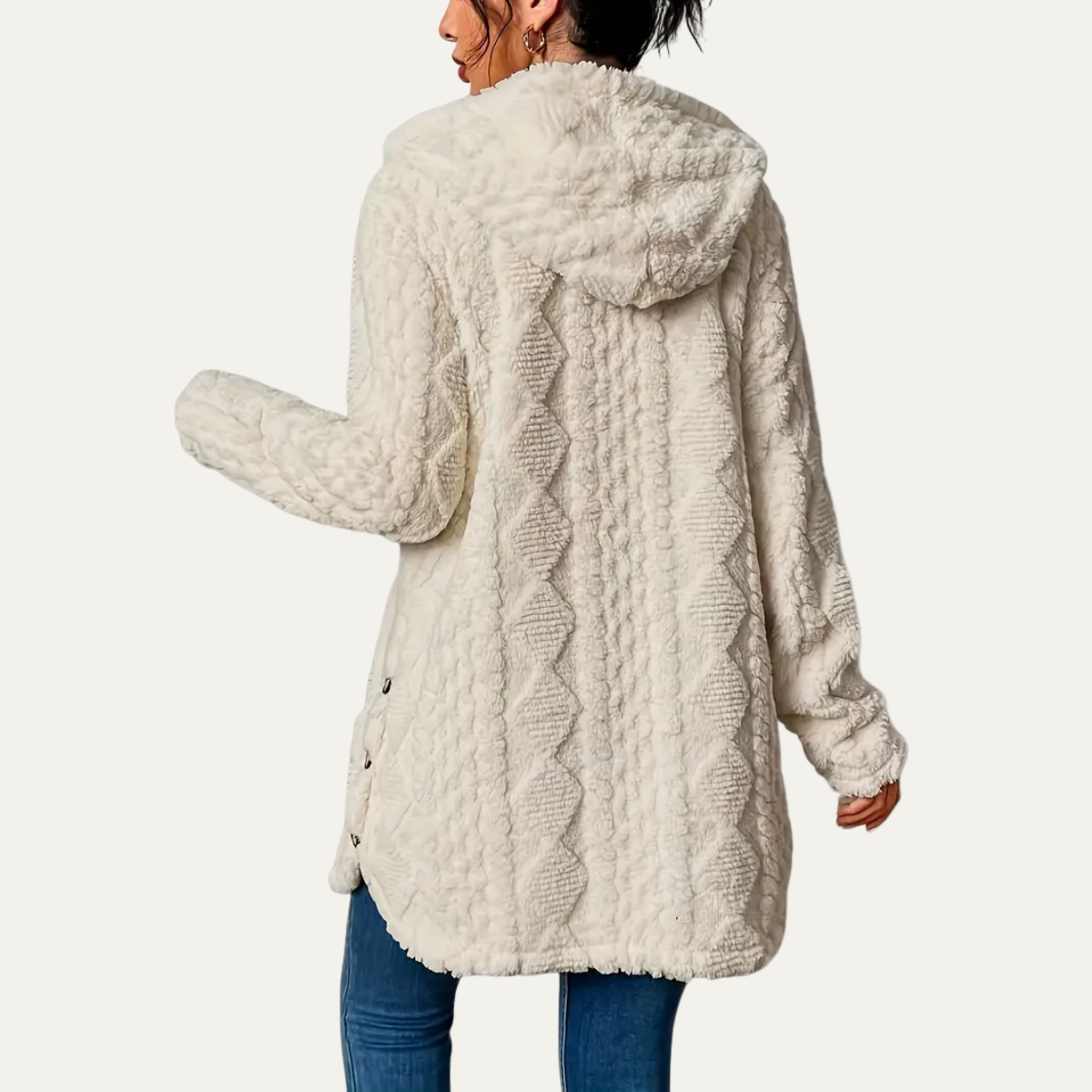 VogeLuxe | Women’s Textured Long-Line Hooded Cardigan 3