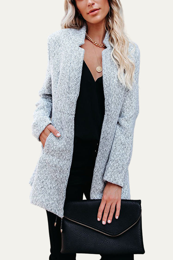 VogeLuxe | Women’s Textured Tweed Mid-Length Jacket 0