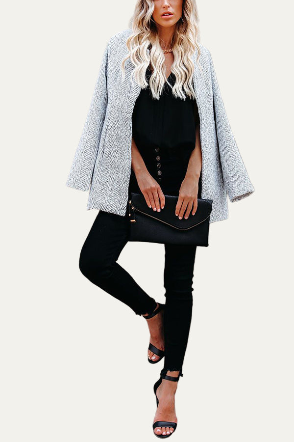 VogeLuxe | Women’s Textured Tweed Mid-Length Jacket 1