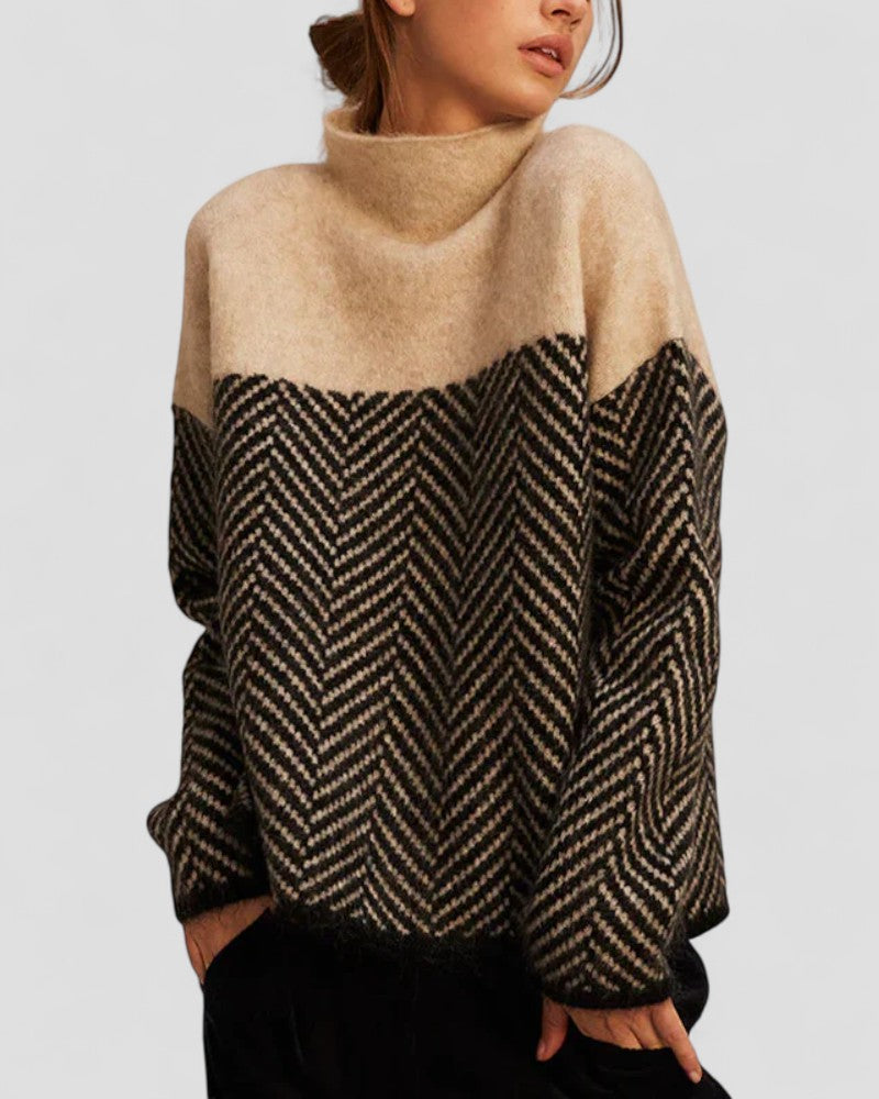 VogeLuxe | Women’s Thick Turtleneck Geometric Top 0