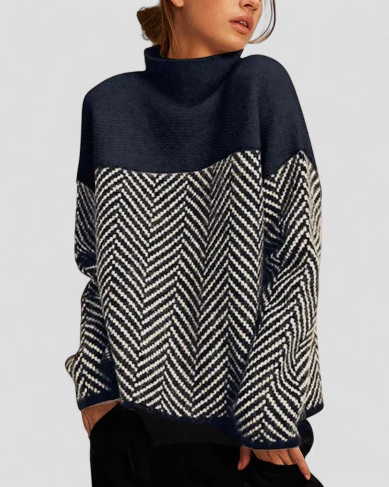 VogeLuxe | Women’s Thick Turtleneck Geometric Top 2
