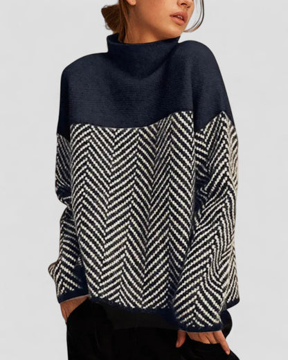 VogeLuxe | Women’s Thick Turtleneck Geometric Top 2
