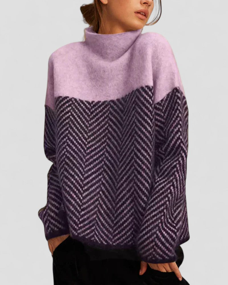 VogeLuxe | Women’s Thick Turtleneck Geometric Top 3