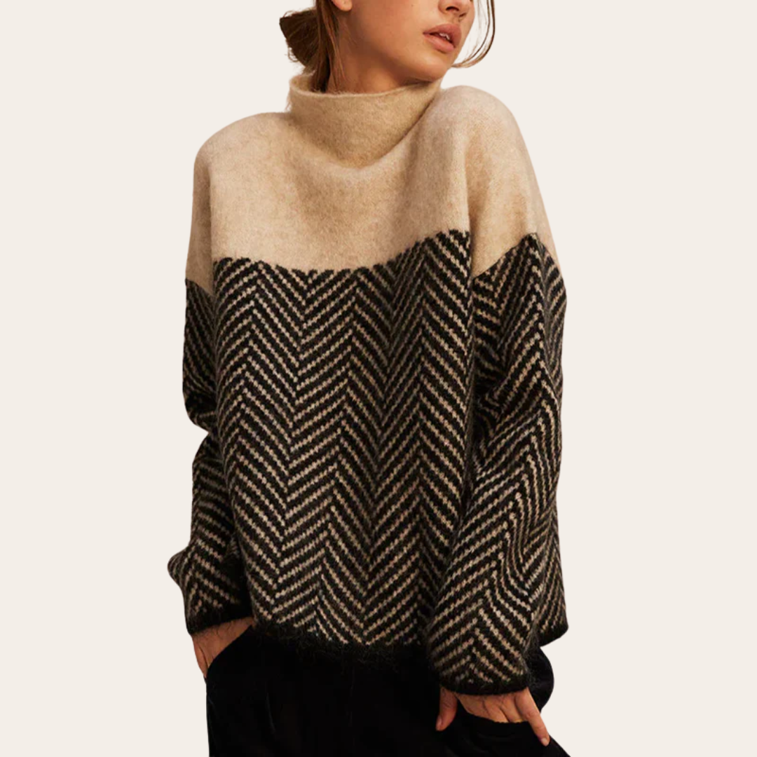 VogeLuxe | Women’s Two-Tone Chevron Knit Sweater 0