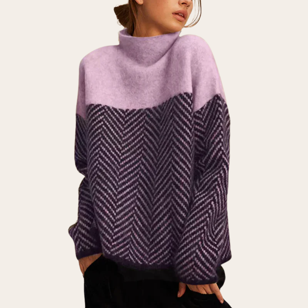 VogeLuxe | Women’s Two-Tone Chevron Knit Sweater 1