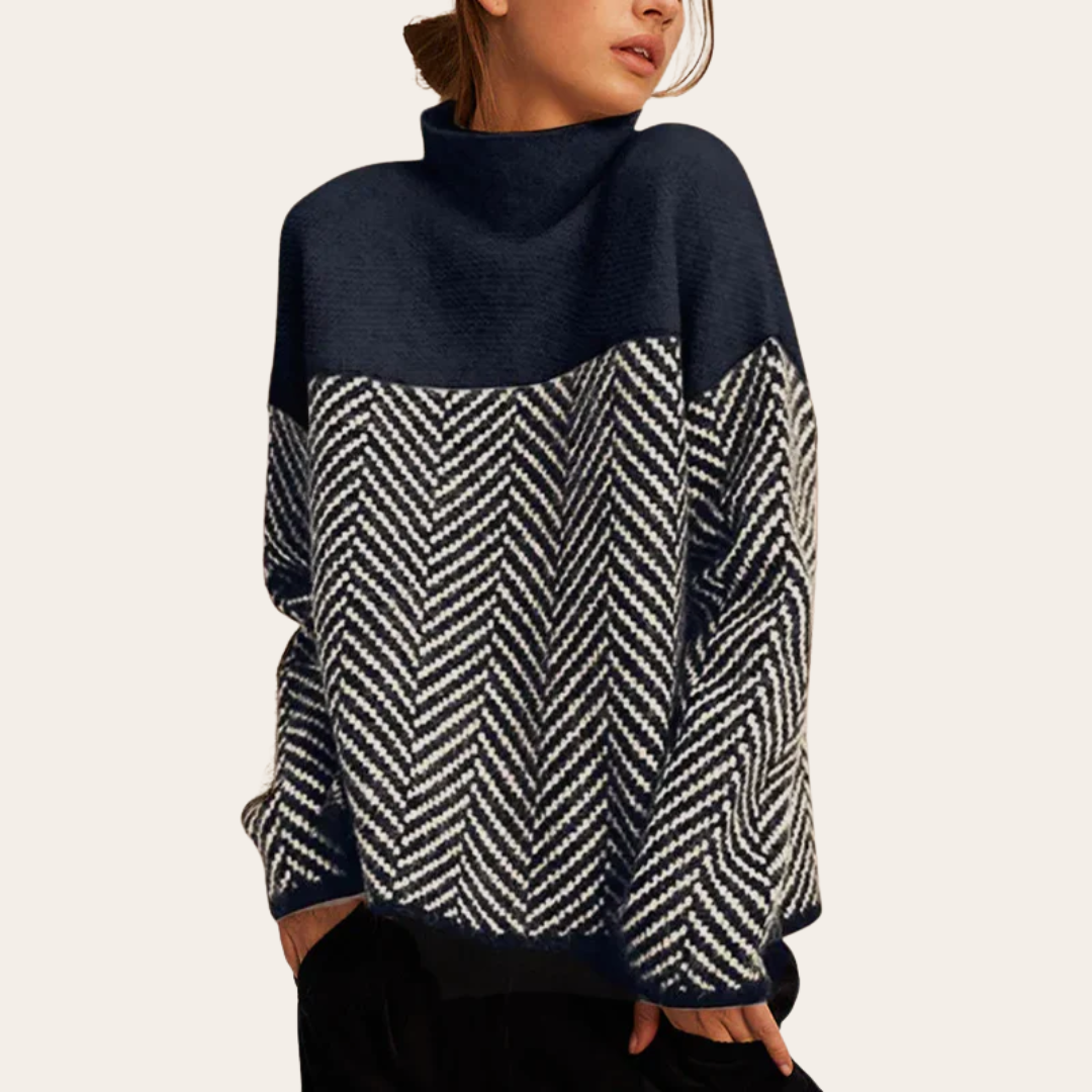VogeLuxe | Women’s Two-Tone Chevron Knit Sweater 2