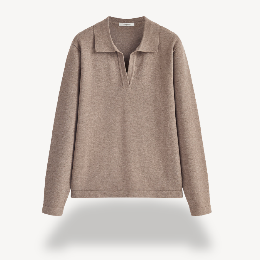 VogeLuxe | Women’s V-Neck Knit Polo Sweater 3