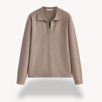 VogeLuxe | Women’s V-Neck Knit Polo Sweater 3