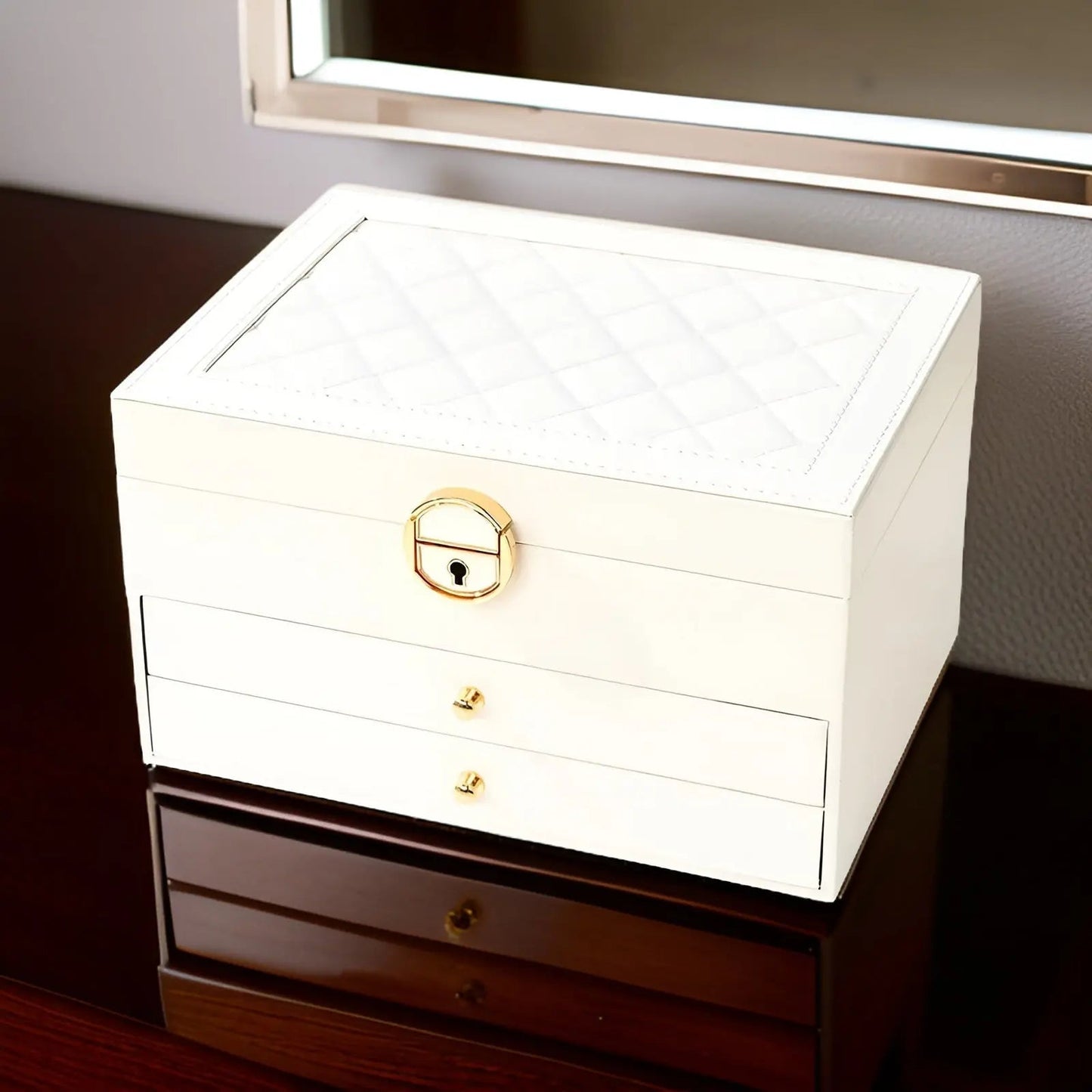 Stylish Jewellery Box with Multiple Layers in Faux Leather