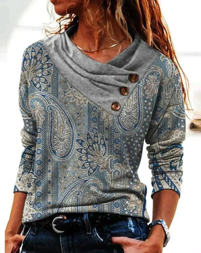 Ladies Floral Pattern Blouse Shirt - Luxivelle
