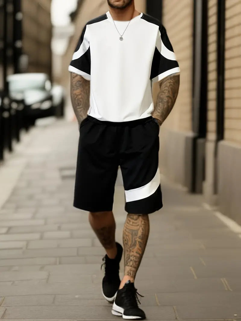 Casual Men's Short Sleeve Shirt and Shorts Combo