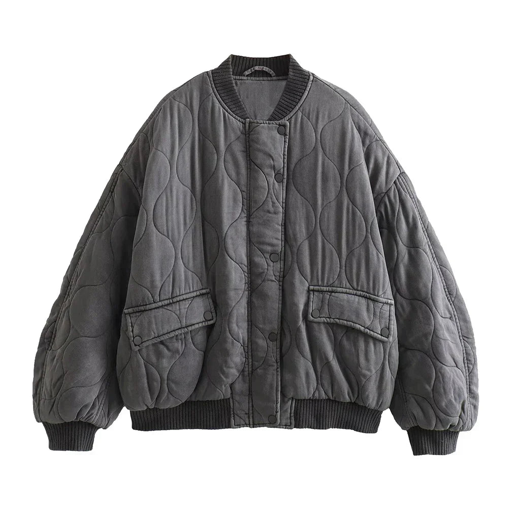 Casual Women's Oversized Grey Jacket