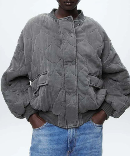 Casual Women's Oversized Grey Jacket - Luxivelle