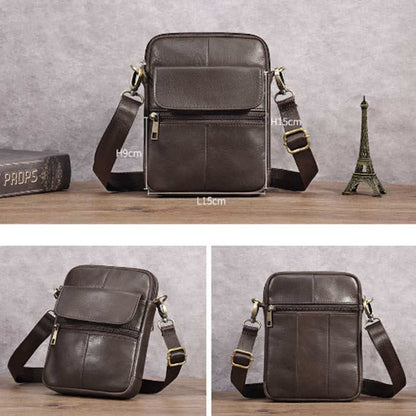 Small Real Leather Crossbody Bag for Men
