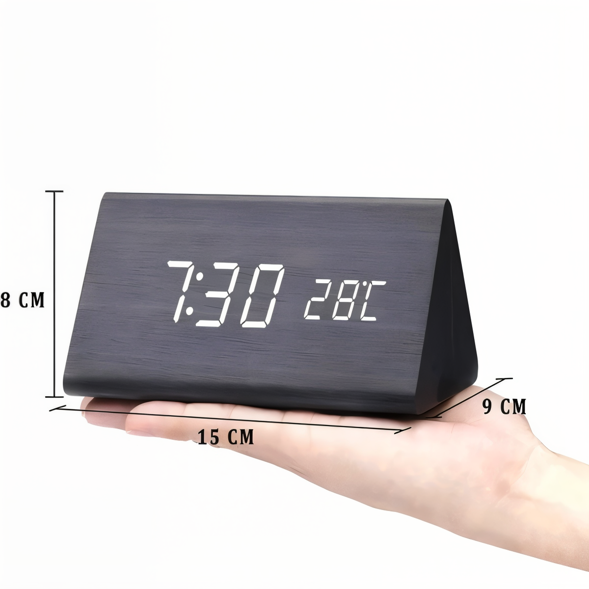 Smart Wooden Digital Alarm Clock with Temp & Humidity