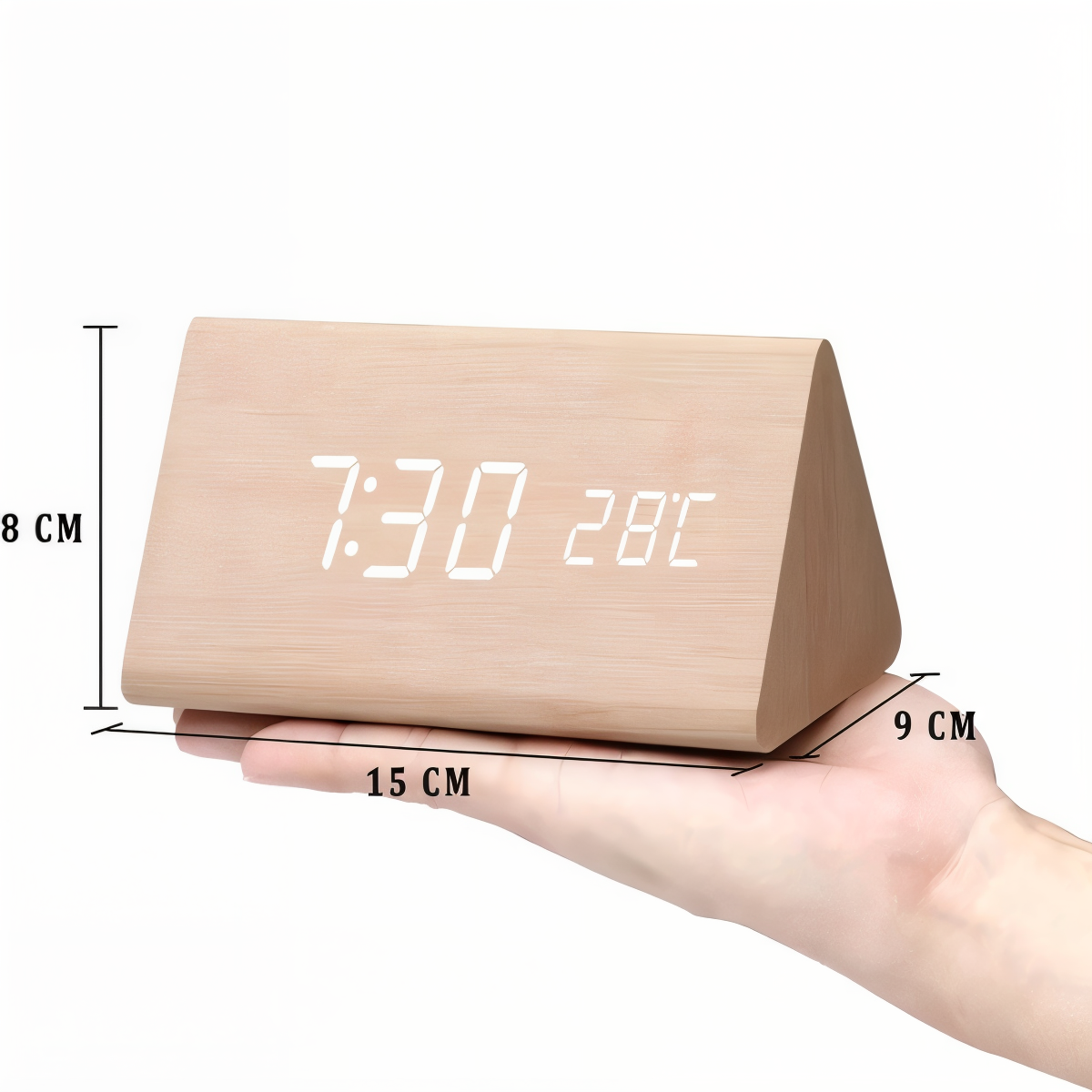 Smart Wooden Digital Alarm Clock with Temp & Humidity