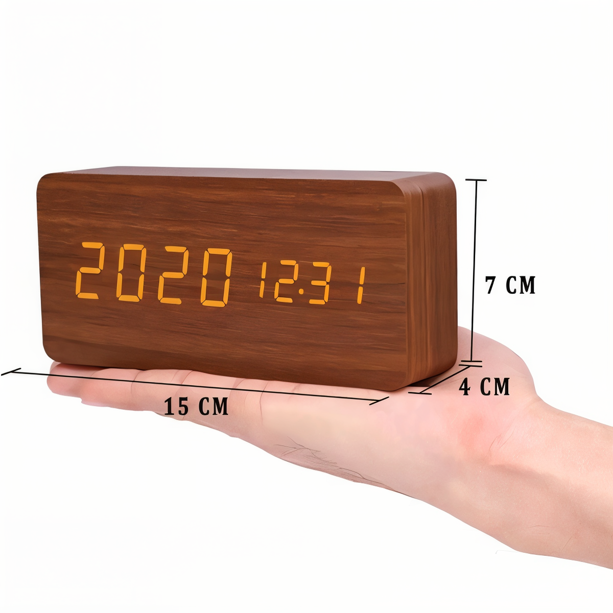 Smart Wooden Digital Alarm Clock with Temp & Humidity