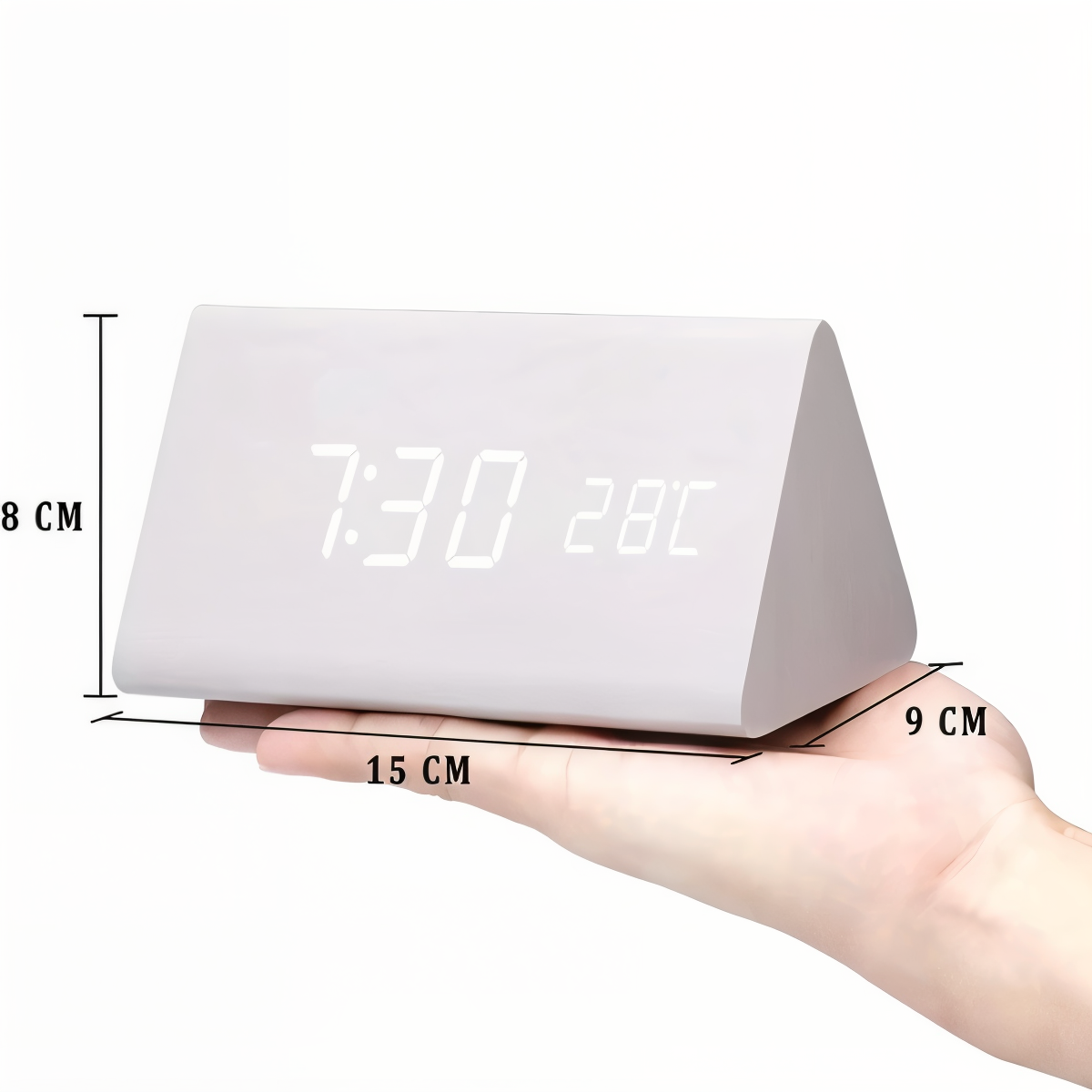 Smart Wooden Digital Alarm Clock with Temp & Humidity