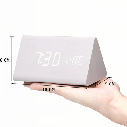 Smart Wooden Digital Alarm Clock with Temp & Humidity