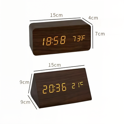 Smart Wooden Digital Alarm Clock with Temp & Humidity