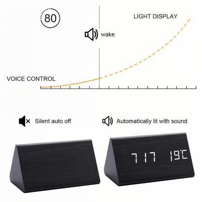 Smart Wooden Digital Alarm Clock with Temp & Humidity