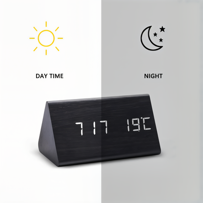 Smart Wooden Digital Alarm Clock with Temp & Humidity