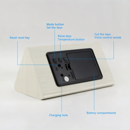 Smart Wooden Digital Alarm Clock with Temp & Humidity
