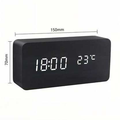Smart Wooden Digital Alarm Clock with Temp & Humidity