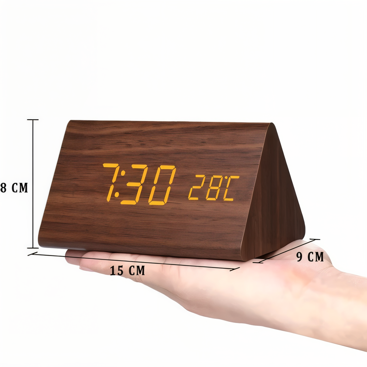 Smart Wooden Digital Alarm Clock with Temp & Humidity