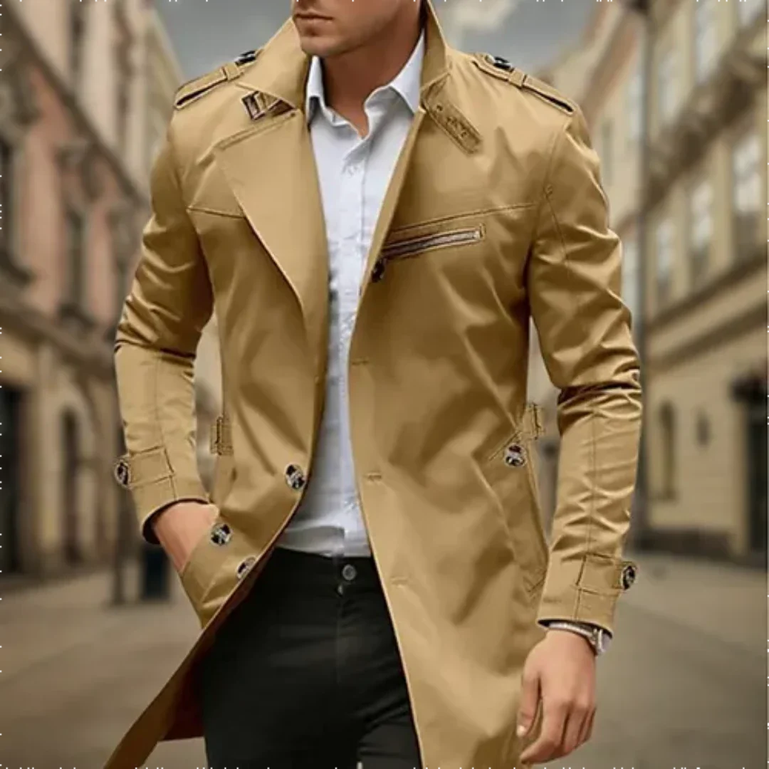Waterproof trench coat for men | Two -row 1