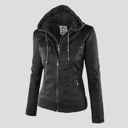 Waterproof Synthetic Leather Coat | Women's Jacket - Luxivelle