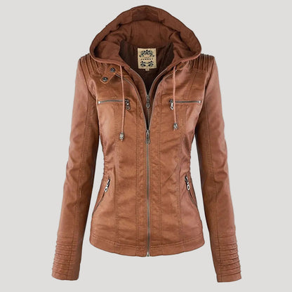 Waterproof Synthetic Leather Coat | Women's Jacket