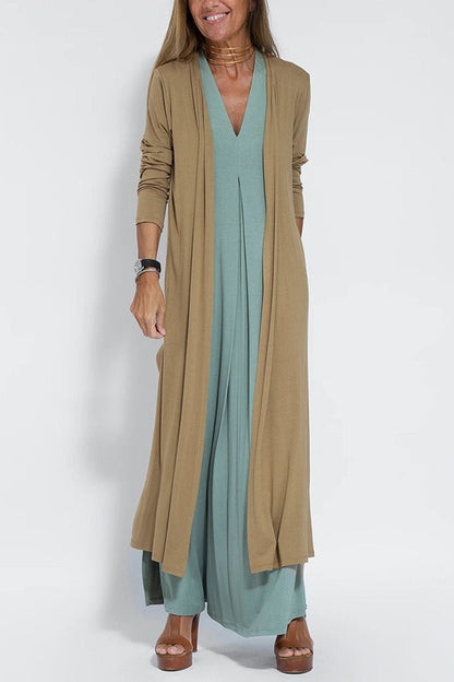 Classic Long Dress with Coordinating Cardigan