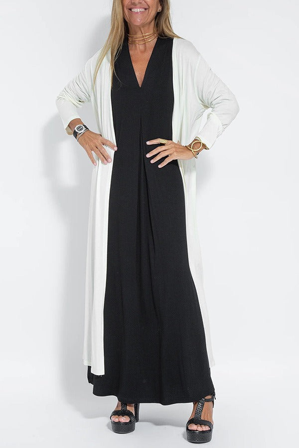 Classic Long Dress with Coordinating Cardigan