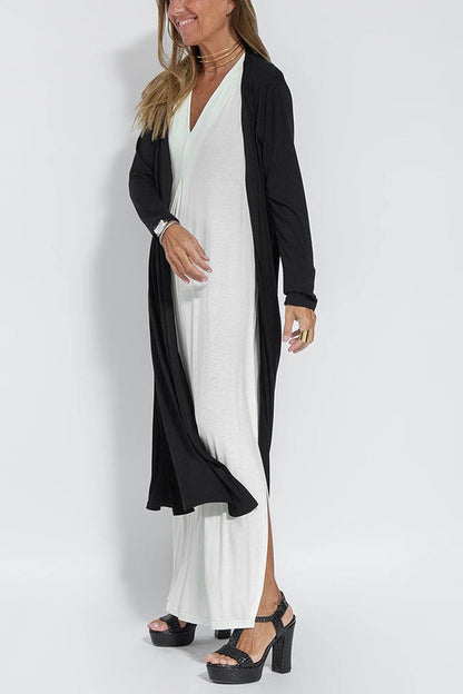 Classic Long Dress with Coordinating Cardigan