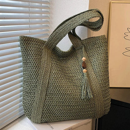 Natural Woven Tote Bag for Women