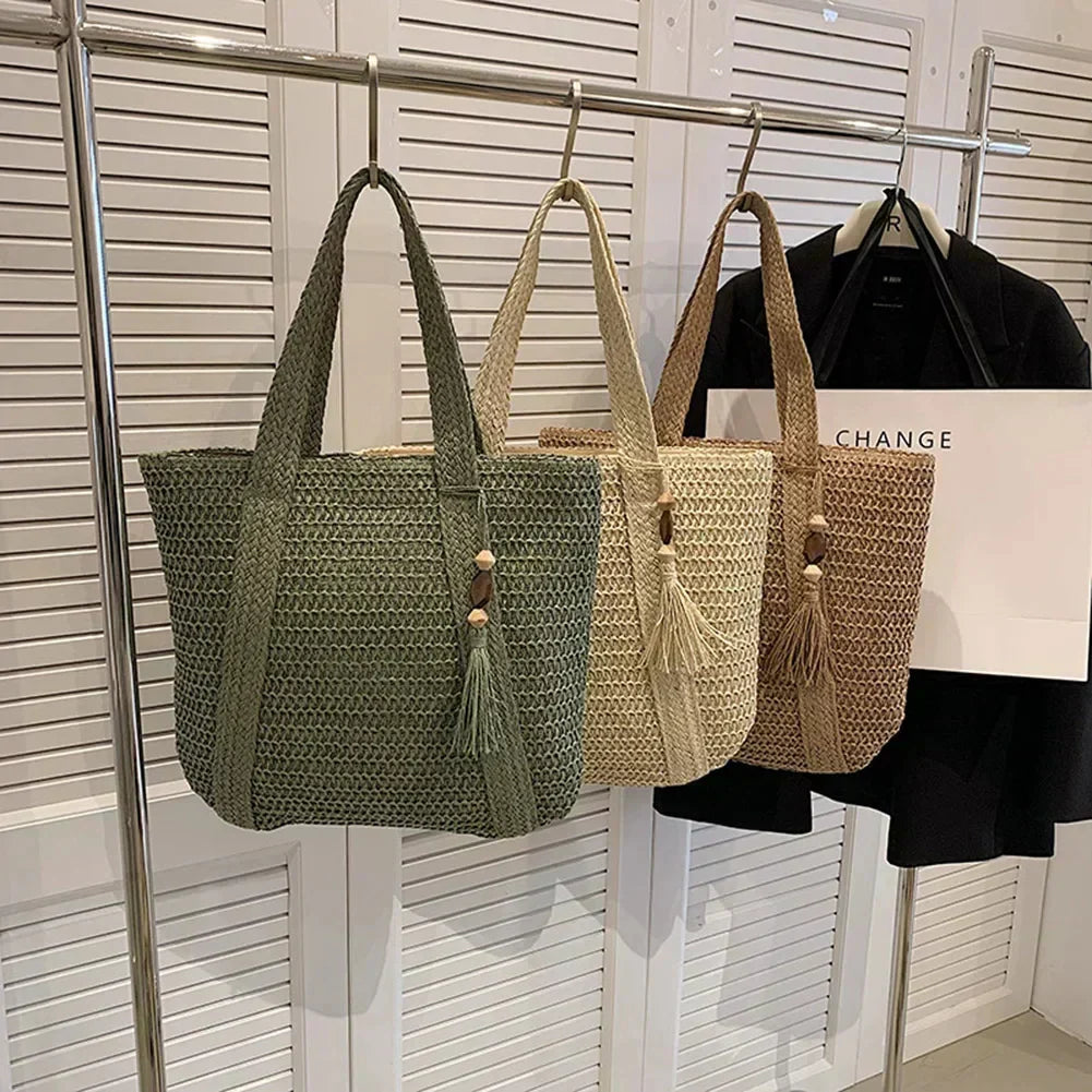 Natural Woven Tote Bag for Women