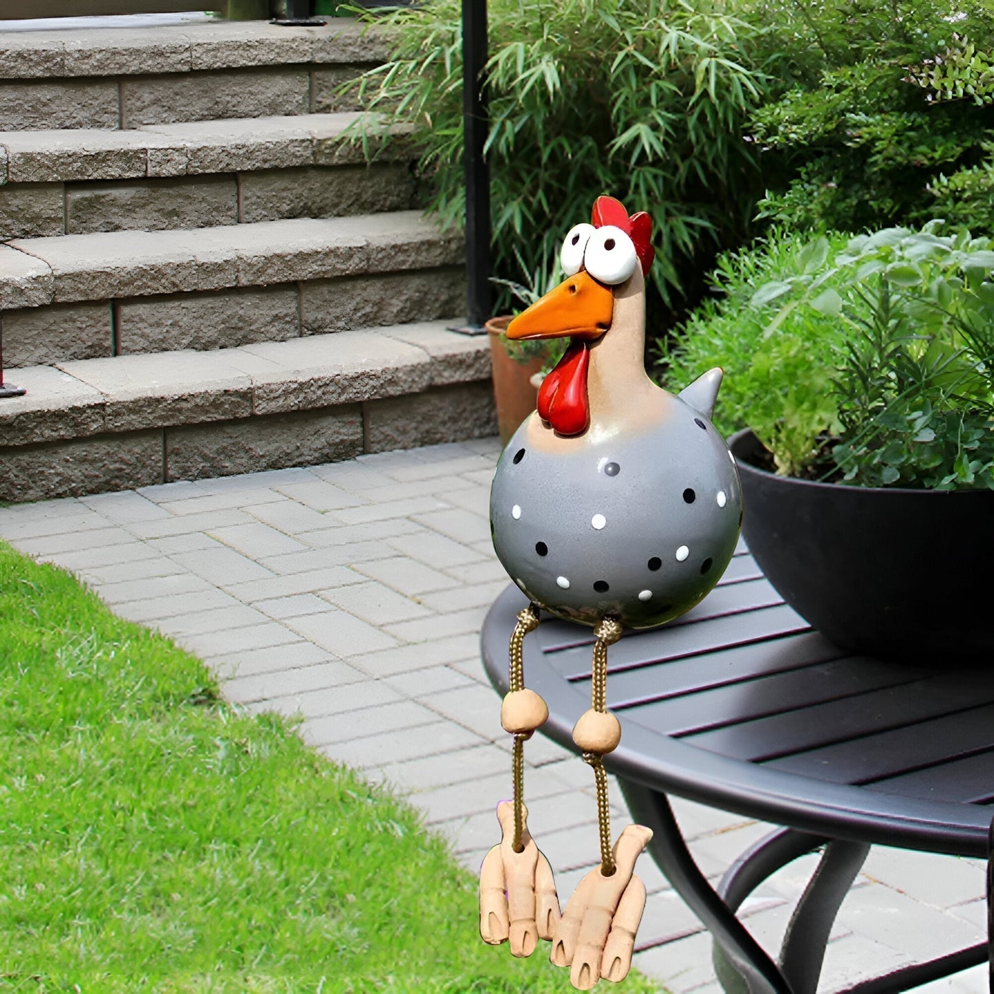 Colorful Large Rooster Yard Statue