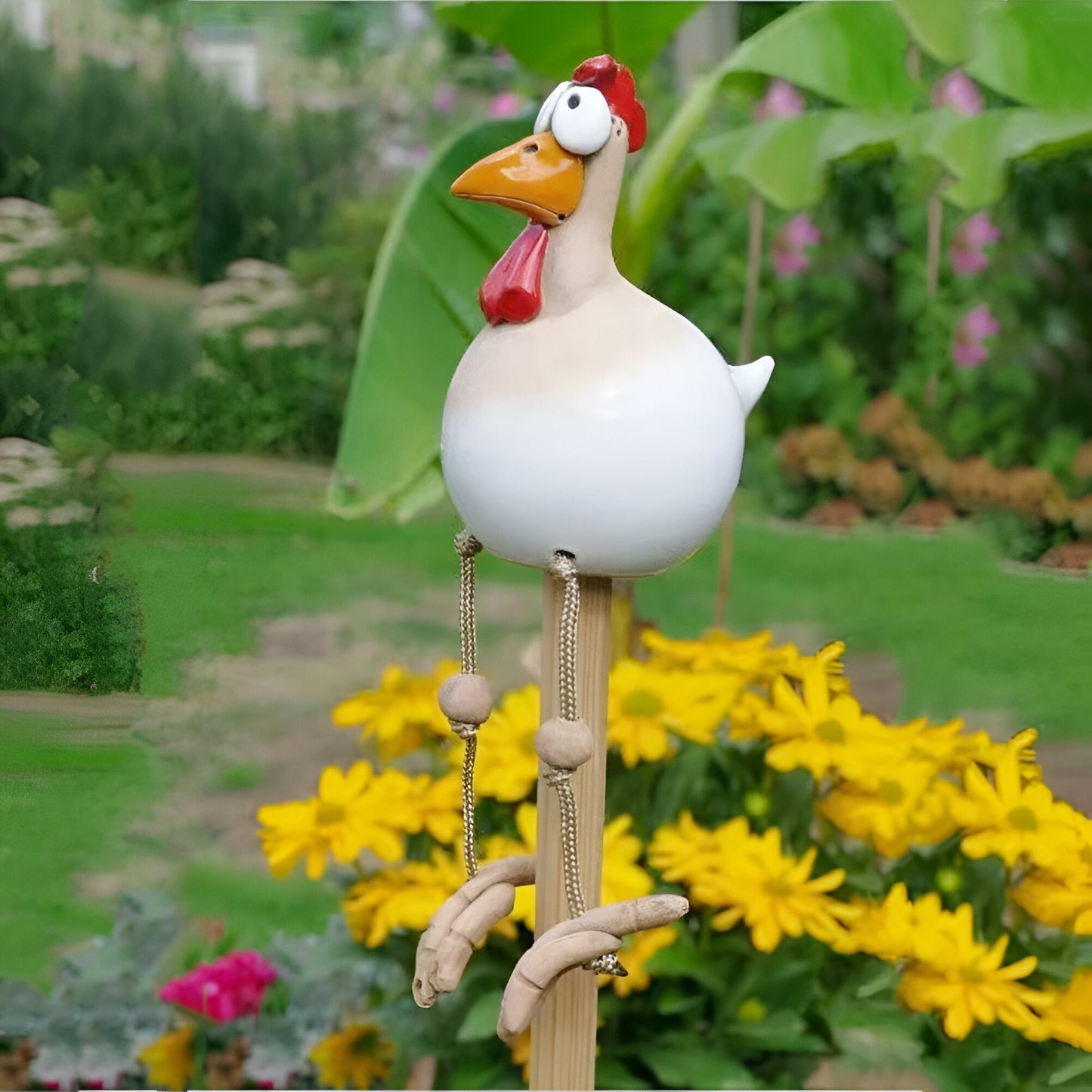 Colorful Large Rooster Yard Statue