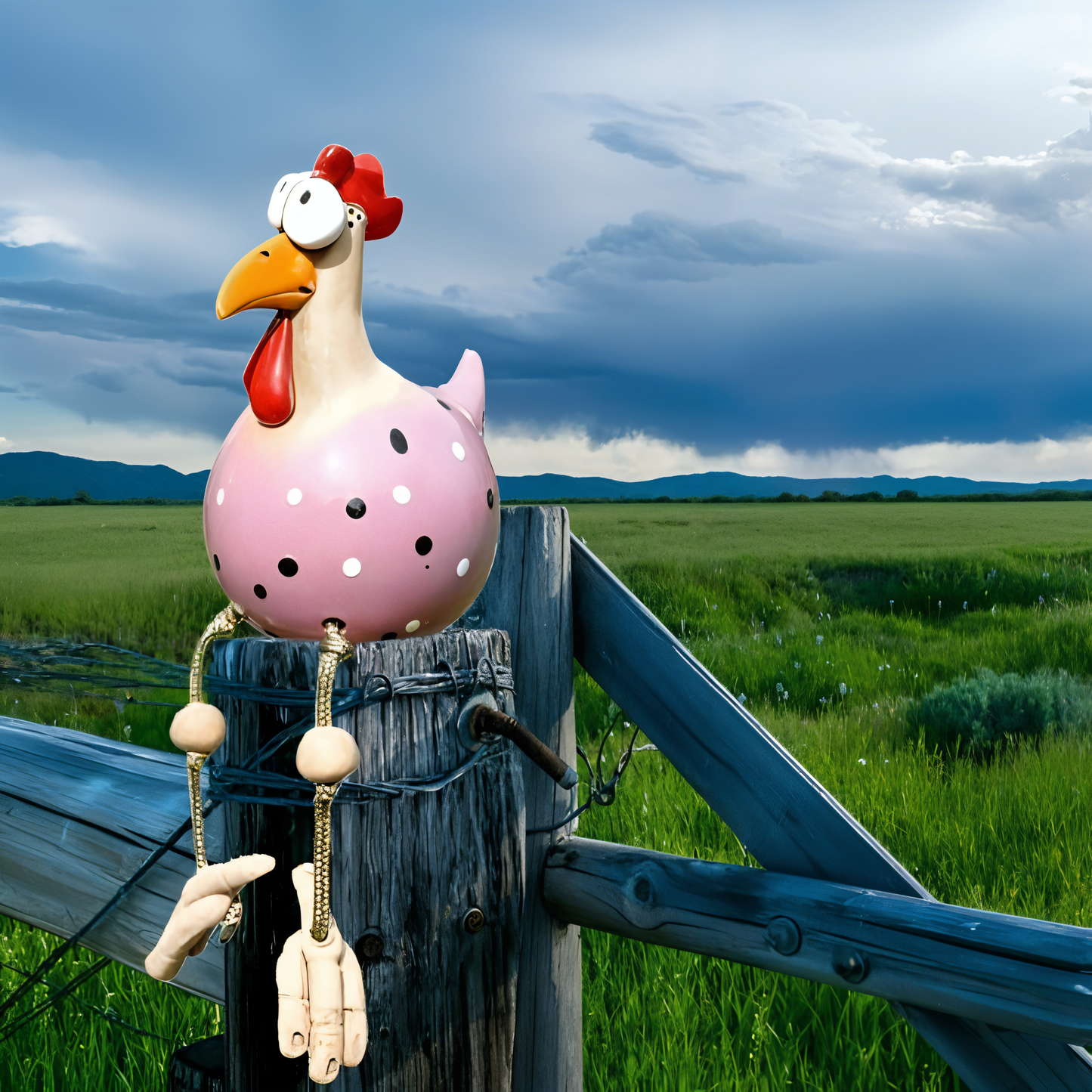 Colorful Large Rooster Yard Statue