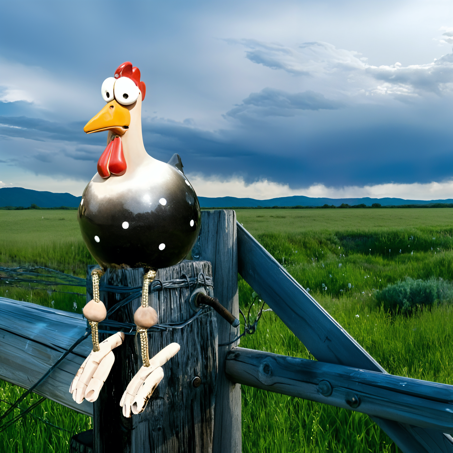 Colorful Large Rooster Yard Statue