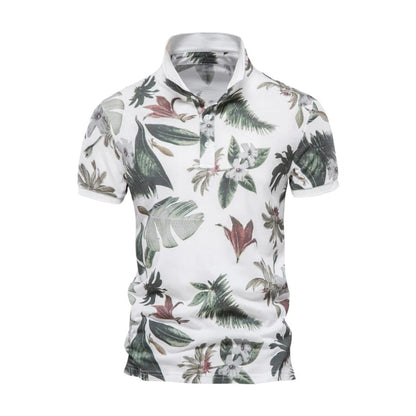 Lightweight Mens Breathable Floral Polo Shirt