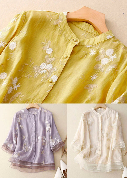 Chic Embroidered Women's Summer Blouse