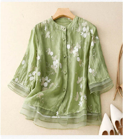 Chic Embroidered Women's Summer Blouse