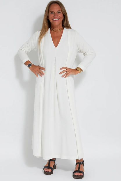 Classic Long Dress with Coordinating Cardigan