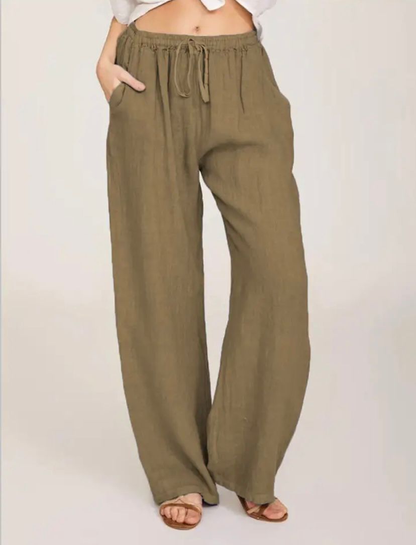 Lightweight Beige Women's Linen Pants